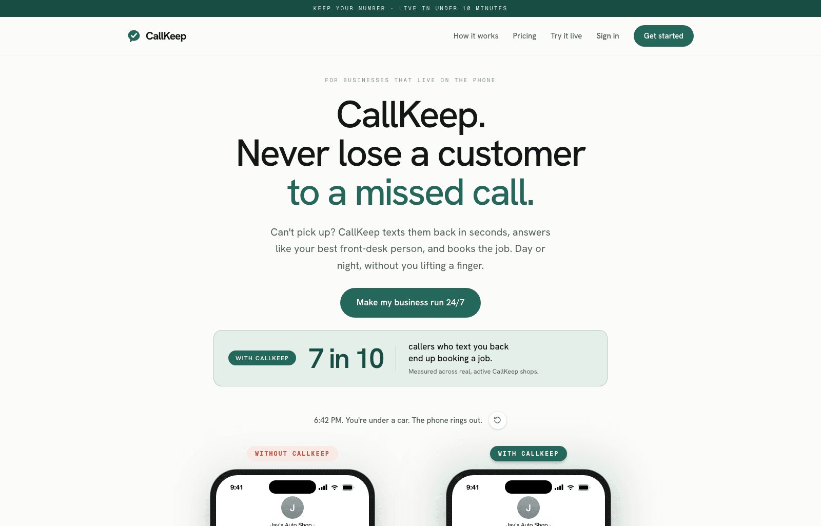 A product built end-to-end by IDG — CallKeep.ai